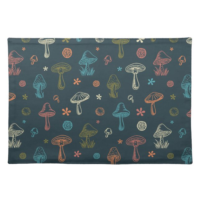 Whimsical Mushroom pattern Cloth Placemat (Front)