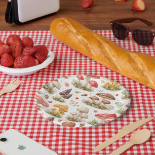 Whimsical Mushroom Pattern, Nature Inspired Design Paper Plates