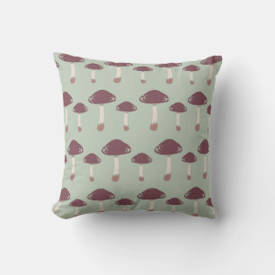 Whimsical Mushroom Pattern Throw Pillow