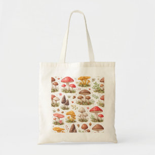 Whimsical Mushroom Pattern Tote Bag