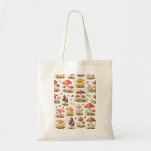 Whimsical Mushroom Pattern – Vintage Botanical Tote Bag