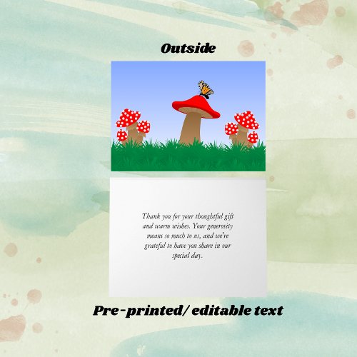 Whimsical Mushroom Personalized Thank You Card