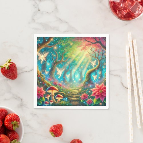 Whimsical Mushroom &amp; Poinsettia Forest Decoupage Napkins
