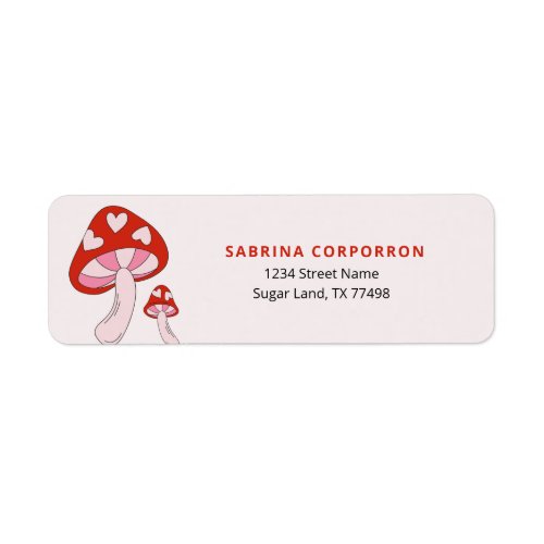 Whimsical Mushroom Red and Pink Label