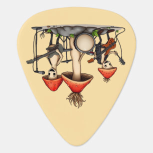 Whimsical Mushroom Rock Band Cottagecore Music Nat Guitar Pick