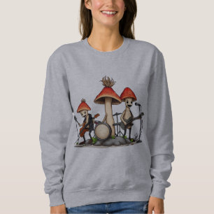 Whimsical Mushroom Rock Band Cottagecore Music Nat Sweatshirt
