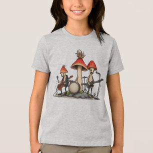 Whimsical Mushroom Rock Band Cottagecore Music Nat Tri-Blend Shirt