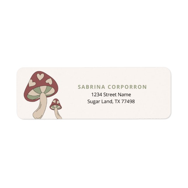 Whimsical Mushroom Sage Green  Label (Front)