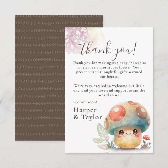 Whimsical Mushroom Thank You Card (Front/Back)