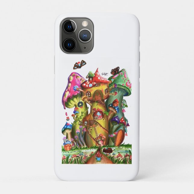 Whimsical Mushroom Village Fantasy Artwork Case-Mate iPhone Case (Back)