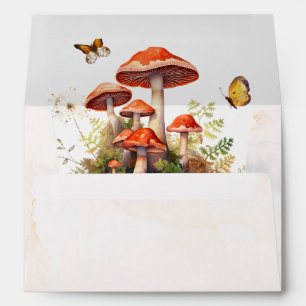 Whimsical Mushroom Watercolor baby shower Envelope