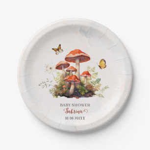Whimsical Mushroom Watercolor baby shower Paper Plates