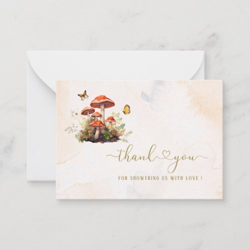 Whimsical Mushroom Watercolor thank you baby showe Note Card