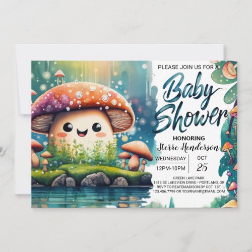 Whimsical Mushroom Wonderland Baby Shower Invitation