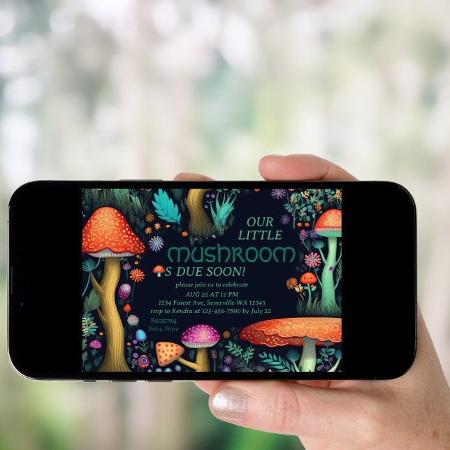 Whimsical Mushroom Woodland Forest Baby Shower Invitation (Front Digital)