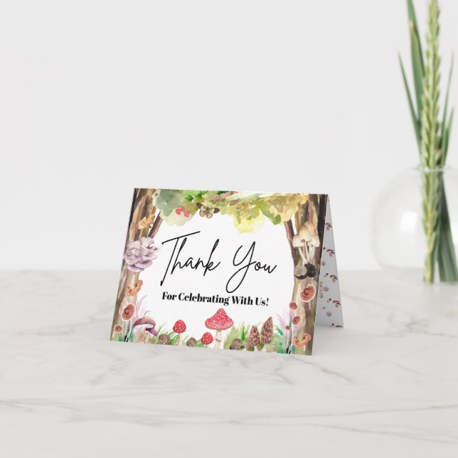 whimsical mushroom woodland forest  thank you card (Front)