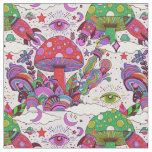 Whimsical Mushrooms and Rocket Ships  Fabric