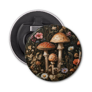 Whimsical Mushrooms and Wildflowers Botanical Bottle Opener