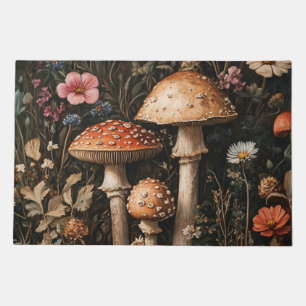 Whimsical Mushrooms and Wildflowers Botanical Doormat