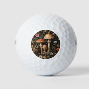 Whimsical Mushrooms and Wildflowers Botanical Golf Balls