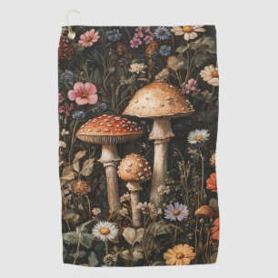 Whimsical Mushrooms and Wildflowers Botanical Golf Towel
