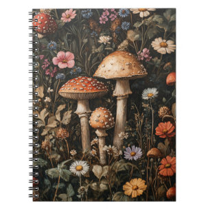 Whimsical Mushrooms and Wildflowers Botanical Notebook