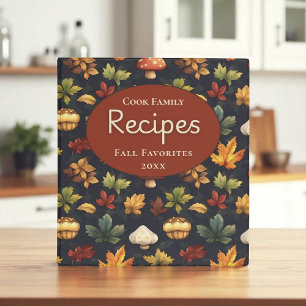 Whimsical Mushrooms & Autumn Leaves Recipe Custom 3 Ring Binder