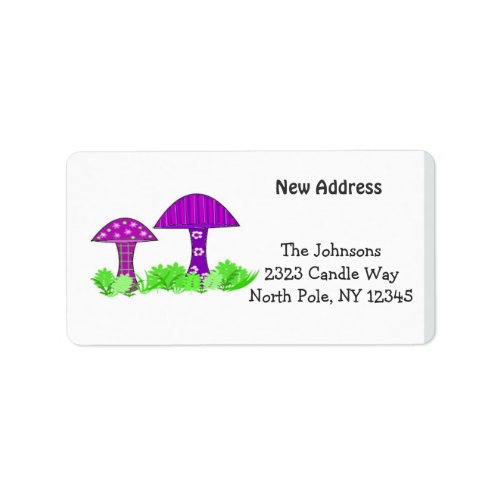 Whimsical Mushrooms New Address Label