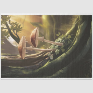 Whimsical Mushrooms on a Tree Decoupage Tissue Paper