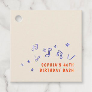 Whimsical Musical Note Illustrations 40th Birthday Favor Tags