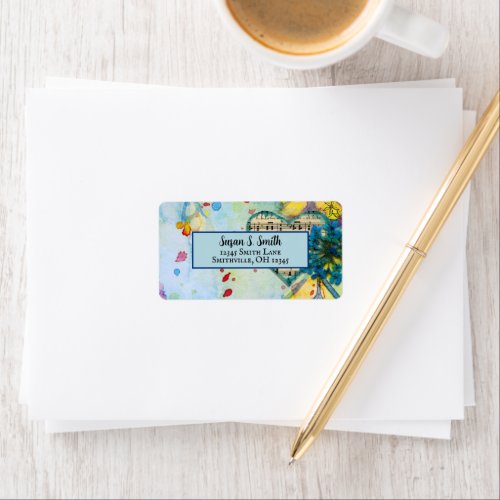 Whimsical Musical Painted Heart Header Label