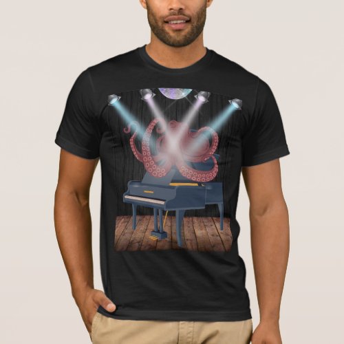 Whimsical Musician Piano Playing Octopus Kraken T_Shirt