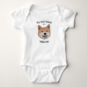 Whimsical My Best Friend Is A Shiba Inu Dog Baby Bodysuit