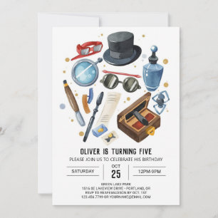 Whimsical Mystery Detective Birthday Invitation
