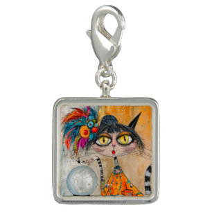 Whimsical Mystic Fortune Teller Cat Charm