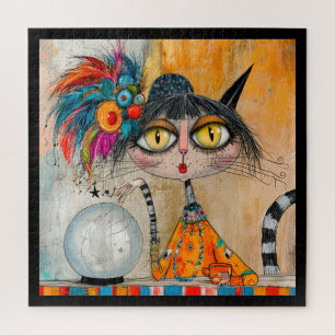 Whimsical Mystic Fortune Teller Cat Jigsaw Puzzle