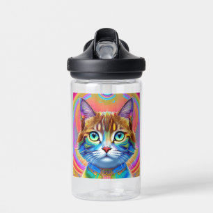 Whimsical Mystical Colorful Cat Water Bottle