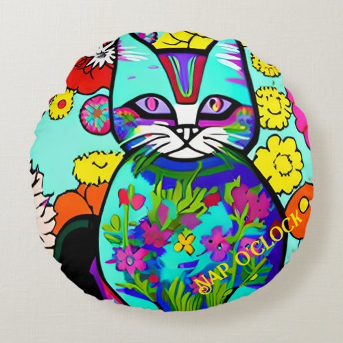 whimsical Nap oclock cat pillow