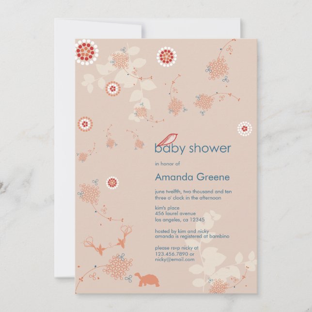 Whimsical Nature Baby Shower Invitation Card (Front)