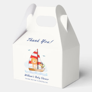 Whimsical Nautical Wild Lion Sailboat Baby Shower Favor Boxes