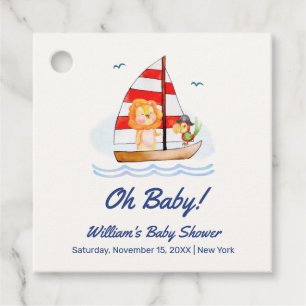 Whimsical Nautical Wild Lion Sailboat Baby Shower Favor Tags