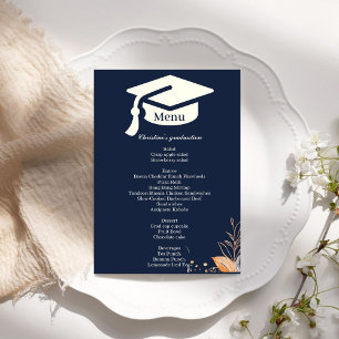 Whimsical Navy blue Graduation party dinner menu