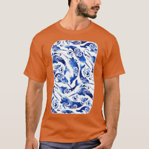 Whimsical Navy Blue Nursery Narwhals T-Shirt