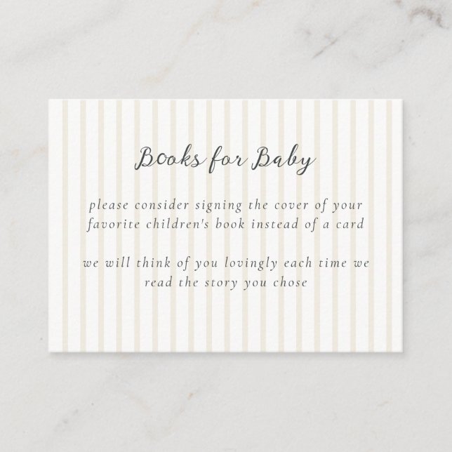 Whimsical Neutral Baby Shower Books for Baby Enclosure Card (Front)
