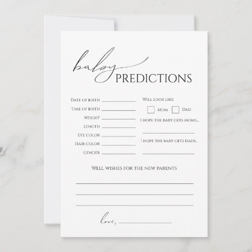 Whimsical Neutral Baby Shower Predictions Card