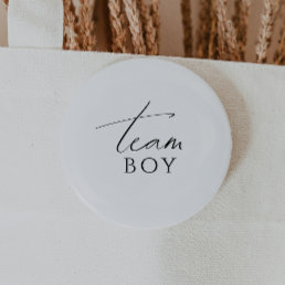 Whimsical Neutral Gender Reveal Team Boy Button