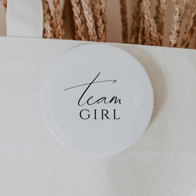 Whimsical Neutral Gender Reveal Team Girl Button (Creator Uploaded)