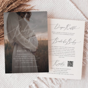 Whimsical Neutral   Photo All in One Baby Shower Invitation