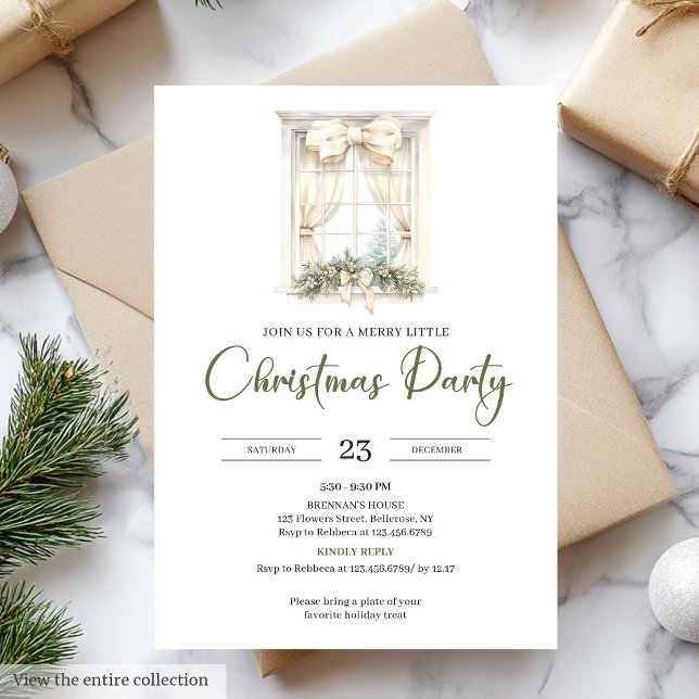 Whimsical Neutral Sage Beige Christmas Party Invitation (Whimsical Neutral Sage Beige Christmas Party)