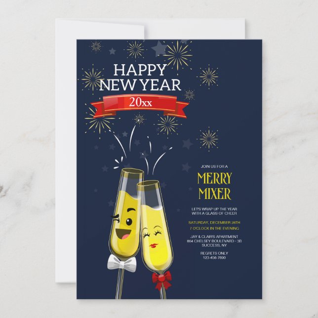 Whimsical New Year Invitation (Front)